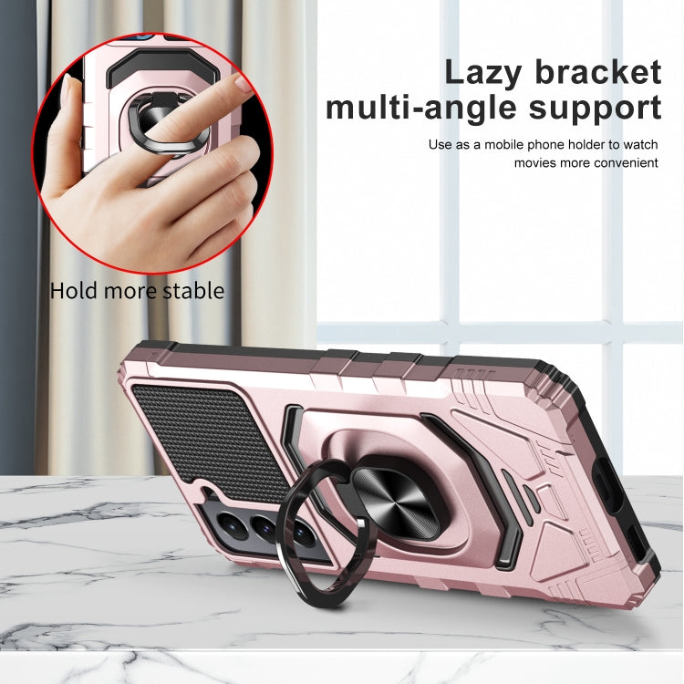 For Samsung Galaxy S21 5G 10 PCS Armor Magnetic PC + TPU Shockproof Case with 360 Degree Rotation Ring Holder