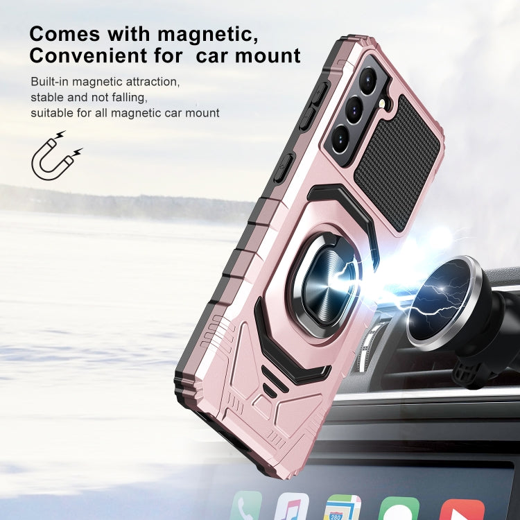 For Samsung Galaxy S21 5G 10 PCS Armor Magnetic PC + TPU Shockproof Case with 360 Degree Rotation Ring Holder