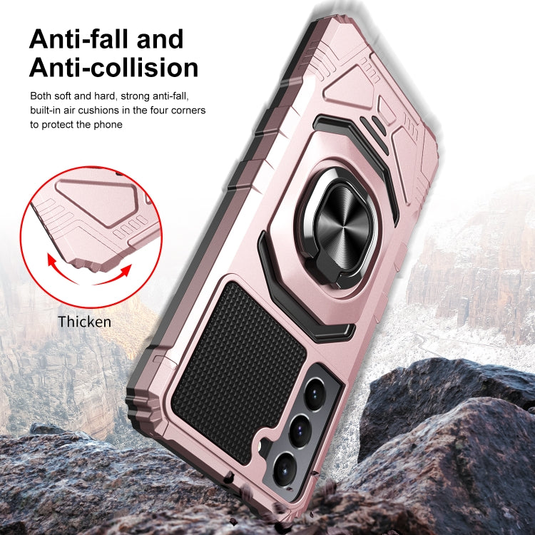 For Samsung Galaxy S21 5G 10 PCS Armor Magnetic PC + TPU Shockproof Case with 360 Degree Rotation Ring Holder