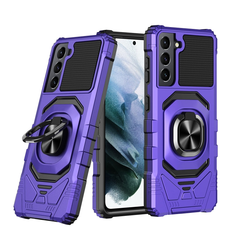 For Samsung Galaxy S21 5G 10 PCS Armor Magnetic PC + TPU Shockproof Case with 360 Degree Rotation Ring Holder