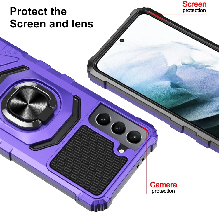 For Samsung Galaxy S21 5G 10 PCS Armor Magnetic PC + TPU Shockproof Case with 360 Degree Rotation Ring Holder