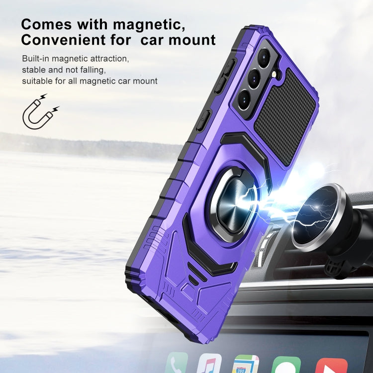 For Samsung Galaxy S21 5G 10 PCS Armor Magnetic PC + TPU Shockproof Case with 360 Degree Rotation Ring Holder