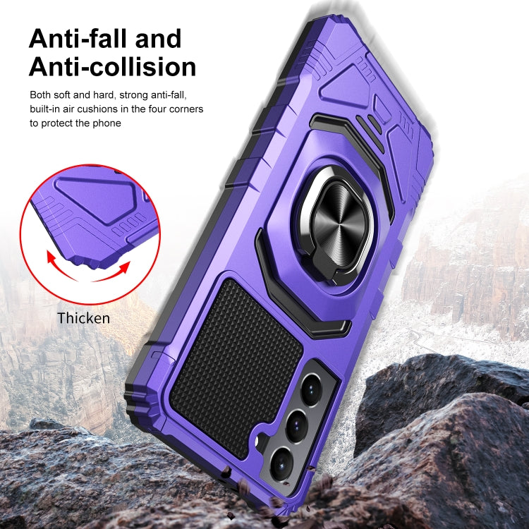 For Samsung Galaxy S21 5G 10 PCS Armor Magnetic PC + TPU Shockproof Case with 360 Degree Rotation Ring Holder