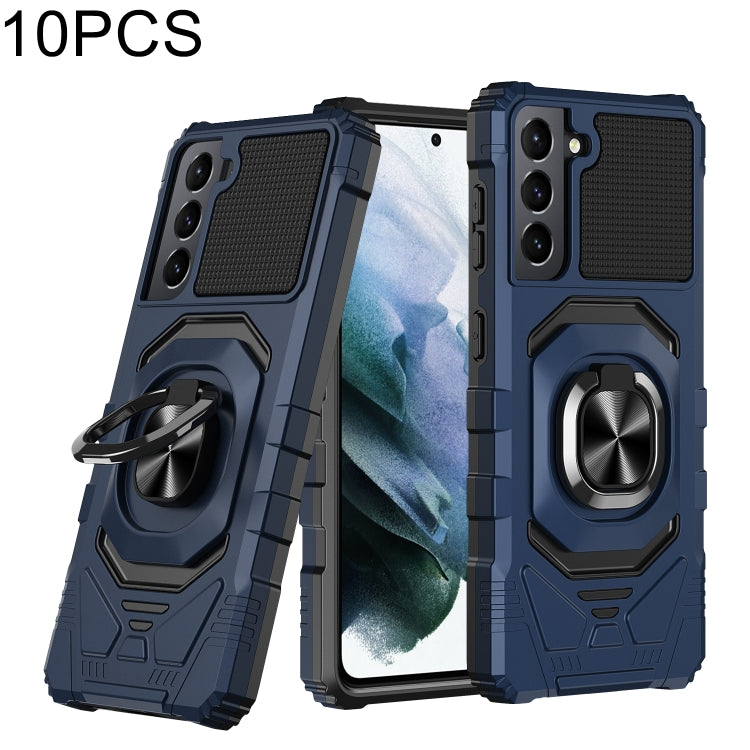 For Samsung Galaxy S21 5G 10 PCS Armor Magnetic PC + TPU Shockproof Case with 360 Degree Rotation Ring Holder