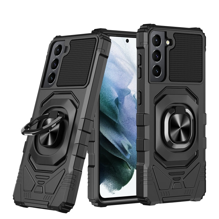 For Samsung Galaxy S21 5G 10 PCS Armor Magnetic PC + TPU Shockproof Case with 360 Degree Rotation Ring Holder