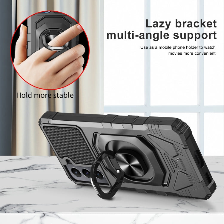 For Samsung Galaxy S21 5G 10 PCS Armor Magnetic PC + TPU Shockproof Case with 360 Degree Rotation Ring Holder