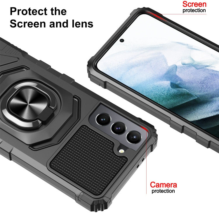 For Samsung Galaxy S21 5G 10 PCS Armor Magnetic PC + TPU Shockproof Case with 360 Degree Rotation Ring Holder