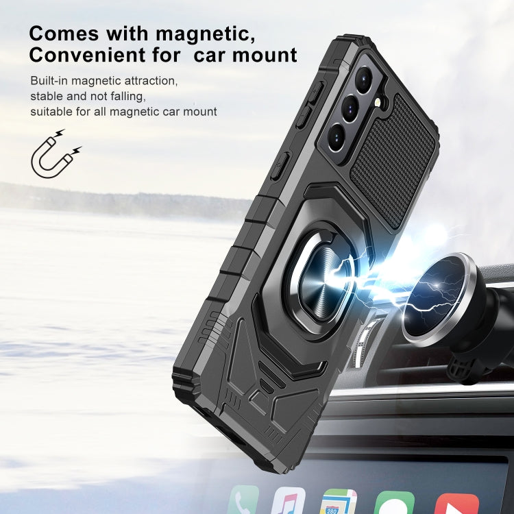 For Samsung Galaxy S21 5G 10 PCS Armor Magnetic PC + TPU Shockproof Case with 360 Degree Rotation Ring Holder