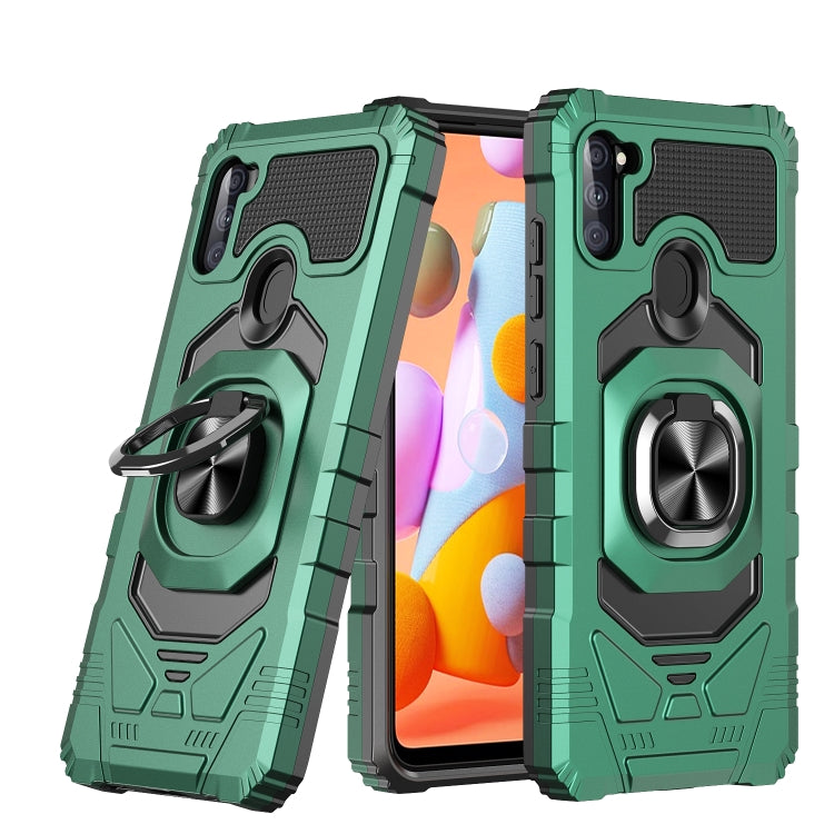 For Samsung Galaxy A11 EU Version 10 PCS Armor Magnetic PC + TPU Shockproof Case with 360 Degree Rotation Ring Holder