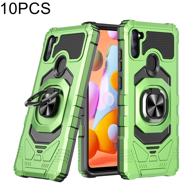 For Samsung Galaxy A11 EU Version 10 PCS Armor Magnetic PC + TPU Shockproof Case with 360 Degree Rotation Ring Holder