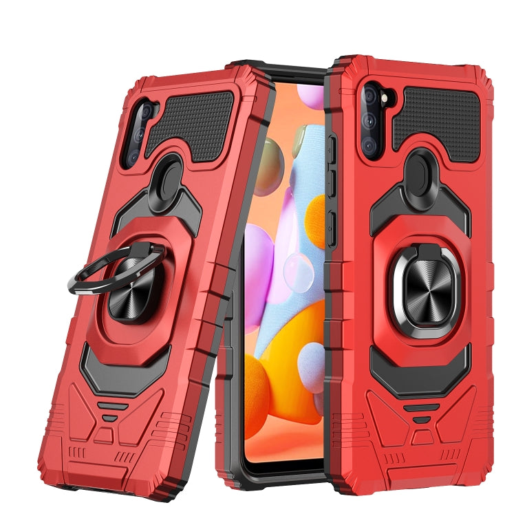 For Samsung Galaxy A11 EU Version 10 PCS Armor Magnetic PC + TPU Shockproof Case with 360 Degree Rotation Ring Holder