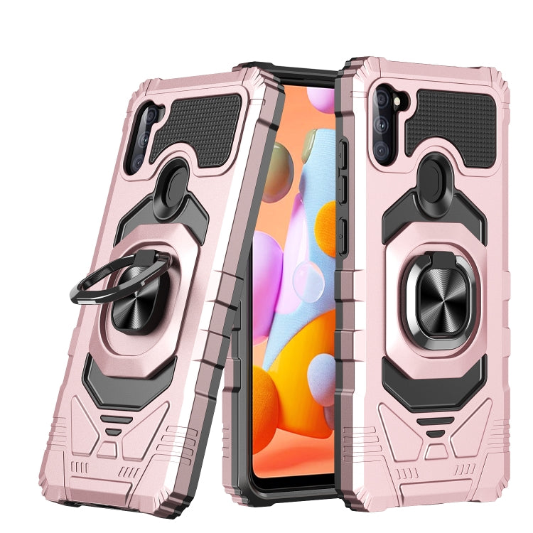 For Samsung Galaxy A11 EU Version 10 PCS Armor Magnetic PC + TPU Shockproof Case with 360 Degree Rotation Ring Holder