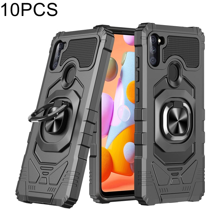For Samsung Galaxy A11 EU Version 10 PCS Armor Magnetic PC + TPU Shockproof Case with 360 Degree Rotation Ring Holder