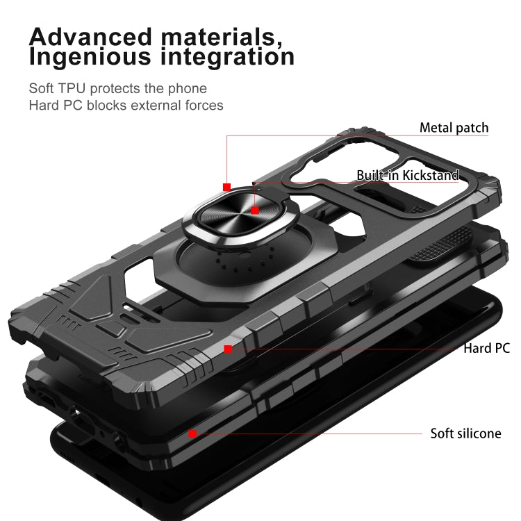 For Samsung Galaxy A22 4G 10 PCS Armor Magnetic PC + TPU Shockproof Case with 360 Degree Rotation Ring Holder