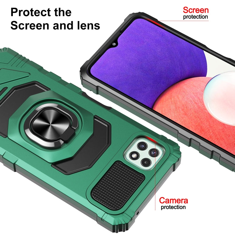 For Samsung Galaxy A22 5G 10 PCS Armor Magnetic PC + TPU Shockproof Case with 360 Degree Rotation Ring Holder