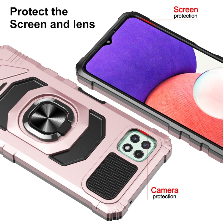 For Samsung Galaxy A22 5G 10 PCS Armor Magnetic PC + TPU Shockproof Case with 360 Degree Rotation Ring Holder