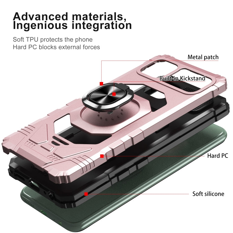 For Samsung Galaxy A22 5G 10 PCS Armor Magnetic PC + TPU Shockproof Case with 360 Degree Rotation Ring Holder