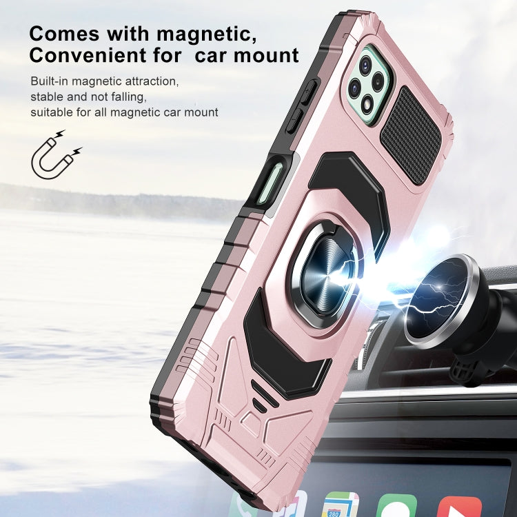 For Samsung Galaxy A22 5G 10 PCS Armor Magnetic PC + TPU Shockproof Case with 360 Degree Rotation Ring Holder