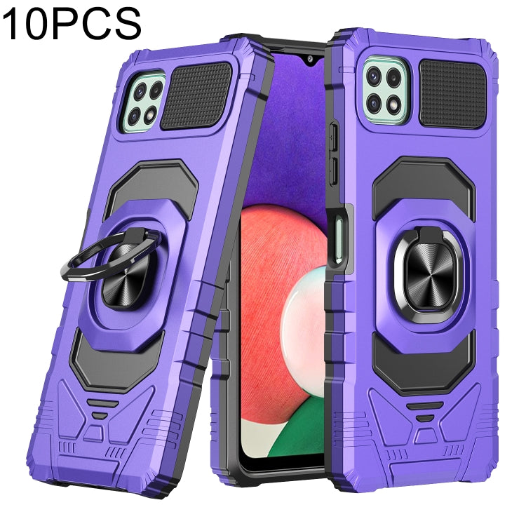 For Samsung Galaxy A22 5G 10 PCS Armor Magnetic PC + TPU Shockproof Case with 360 Degree Rotation Ring Holder