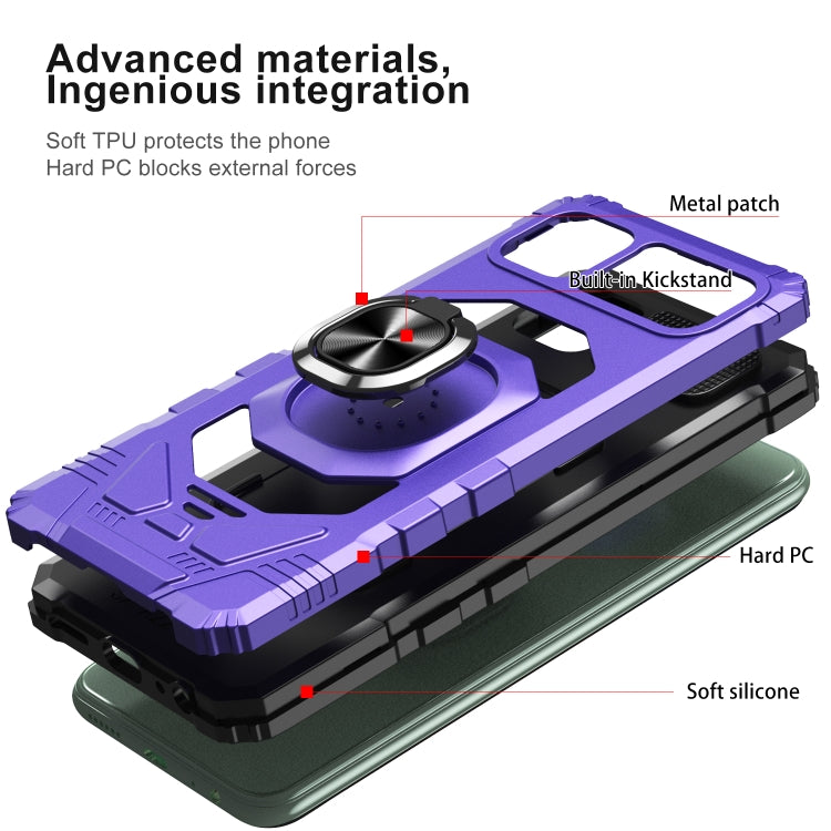 For Samsung Galaxy A22 5G 10 PCS Armor Magnetic PC + TPU Shockproof Case with 360 Degree Rotation Ring Holder