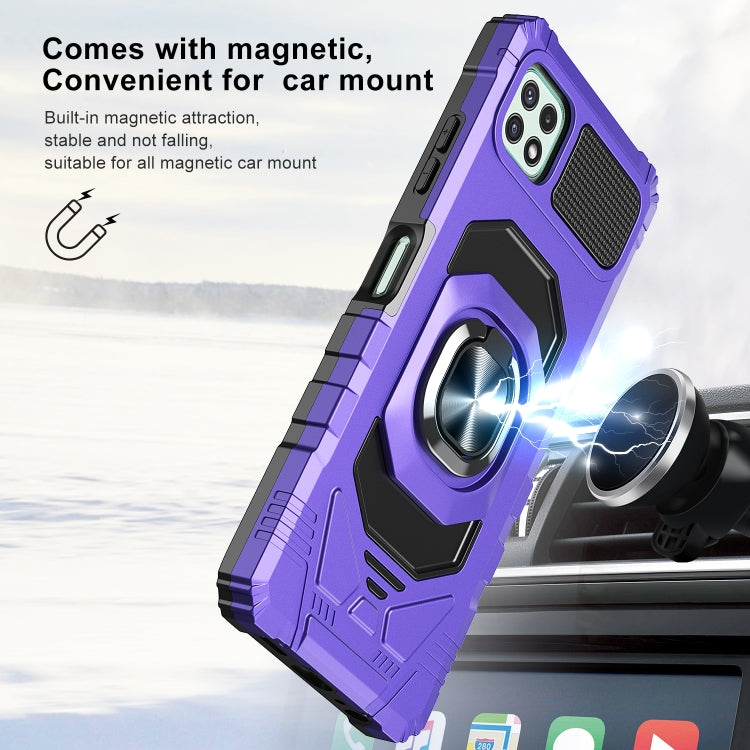 For Samsung Galaxy A22 5G 10 PCS Armor Magnetic PC + TPU Shockproof Case with 360 Degree Rotation Ring Holder