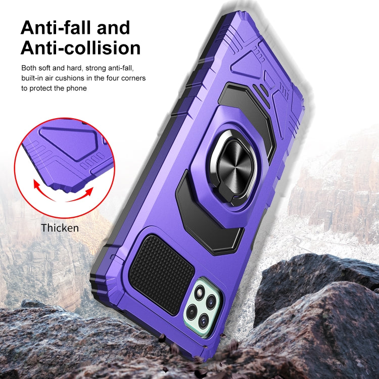 For Samsung Galaxy A22 5G 10 PCS Armor Magnetic PC + TPU Shockproof Case with 360 Degree Rotation Ring Holder