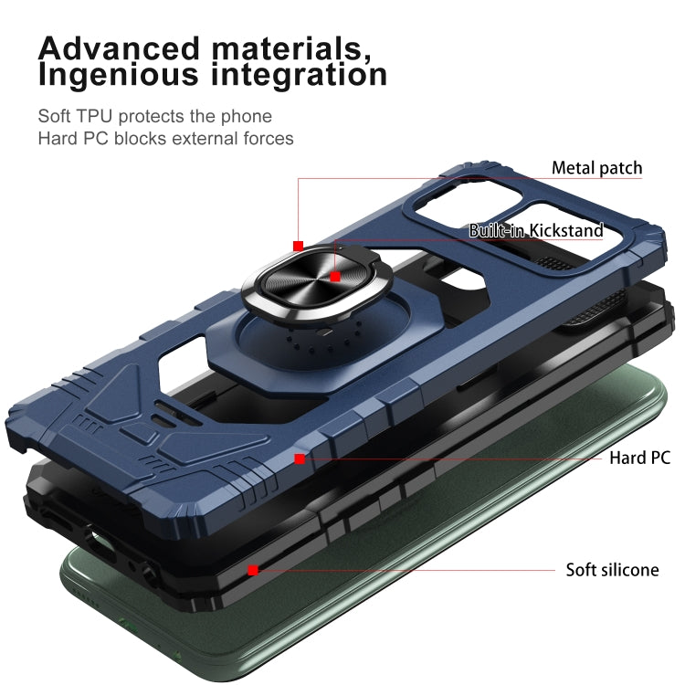 For Samsung Galaxy A22 5G 10 PCS Armor Magnetic PC + TPU Shockproof Case with 360 Degree Rotation Ring Holder