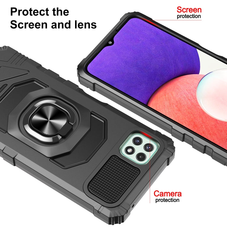 For Samsung Galaxy A22 5G 10 PCS Armor Magnetic PC + TPU Shockproof Case with 360 Degree Rotation Ring Holder