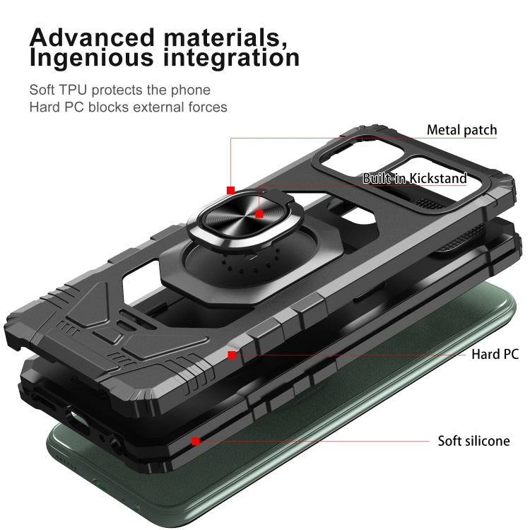 For Samsung Galaxy A22 5G 10 PCS Armor Magnetic PC + TPU Shockproof Case with 360 Degree Rotation Ring Holder