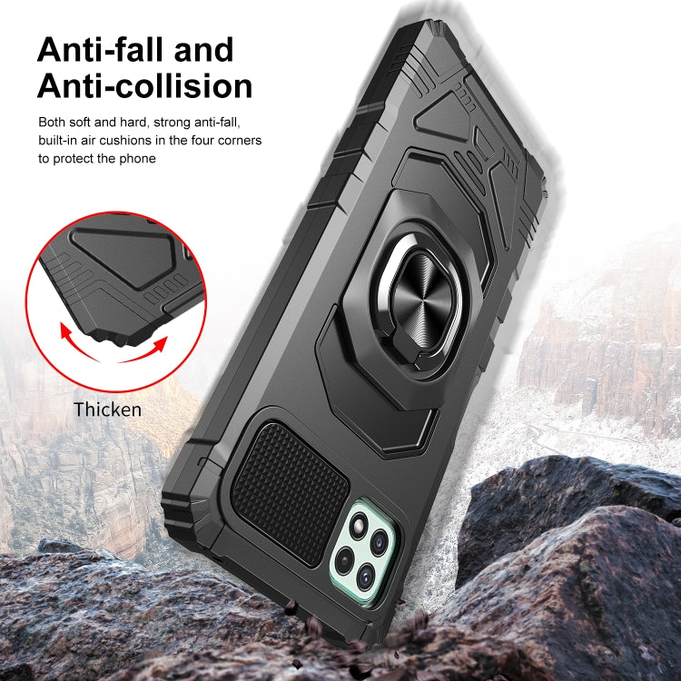 For Samsung Galaxy A22 5G 10 PCS Armor Magnetic PC + TPU Shockproof Case with 360 Degree Rotation Ring Holder