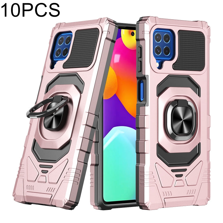 For Samsung Galaxy M62 / F62 10 PCS Armor Magnetic PC + TPU Shockproof Case with 360 Degree Rotation Ring Holder