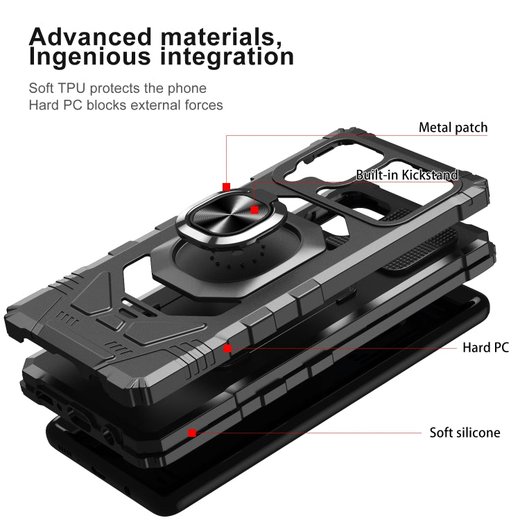 For Samsung Galaxy M62 / F62 10 PCS Armor Magnetic PC + TPU Shockproof Case with 360 Degree Rotation Ring Holder