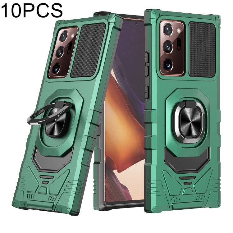 For Samsung Galaxy Note20 Ultra 10 PCS Armor Magnetic PC + TPU Shockproof Case with 360 Degree Rotation Ring Holder