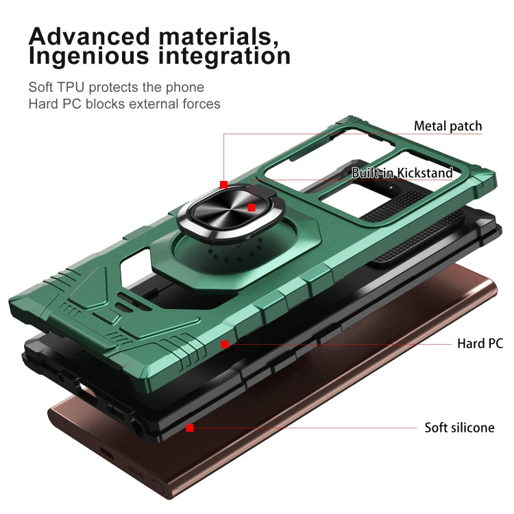 For Samsung Galaxy Note20 Ultra 10 PCS Armor Magnetic PC + TPU Shockproof Case with 360 Degree Rotation Ring Holder