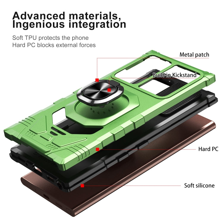 For Samsung Galaxy Note20 Ultra 10 PCS Armor Magnetic PC + TPU Shockproof Case with 360 Degree Rotation Ring Holder