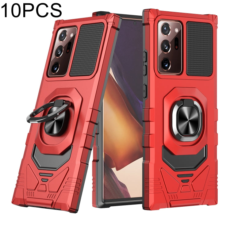 For Samsung Galaxy Note20 Ultra 10 PCS Armor Magnetic PC + TPU Shockproof Case with 360 Degree Rotation Ring Holder