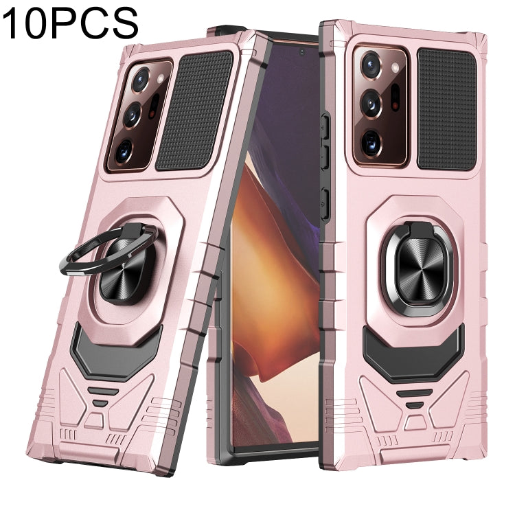 For Samsung Galaxy Note20 Ultra 10 PCS Armor Magnetic PC + TPU Shockproof Case with 360 Degree Rotation Ring Holder
