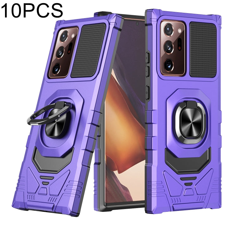 For Samsung Galaxy Note20 Ultra 10 PCS Armor Magnetic PC + TPU Shockproof Case with 360 Degree Rotation Ring Holder