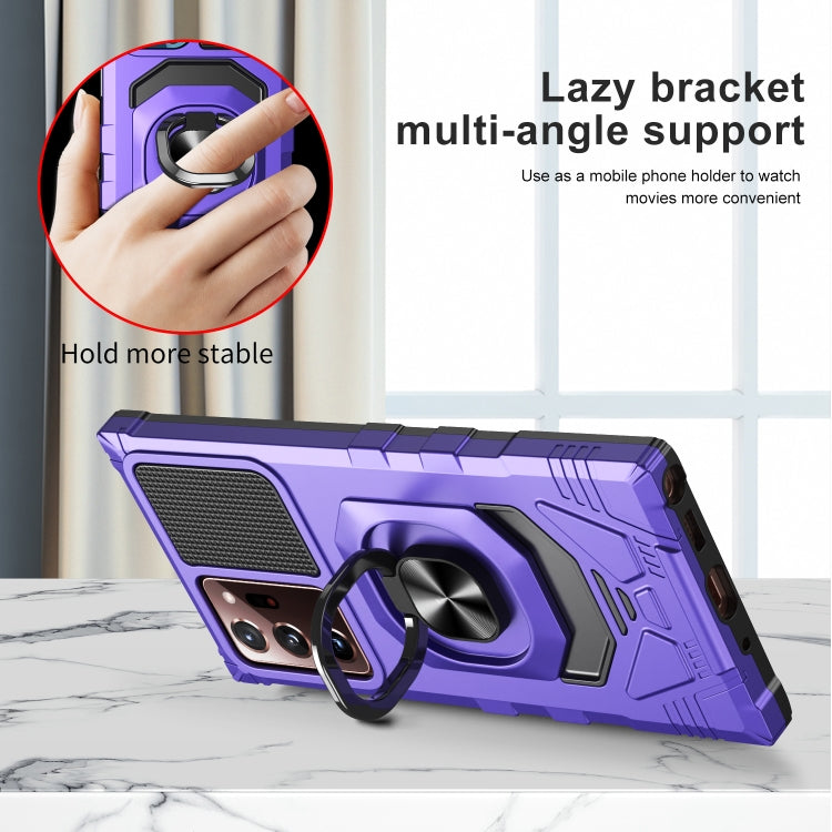 For Samsung Galaxy Note20 Ultra 10 PCS Armor Magnetic PC + TPU Shockproof Case with 360 Degree Rotation Ring Holder