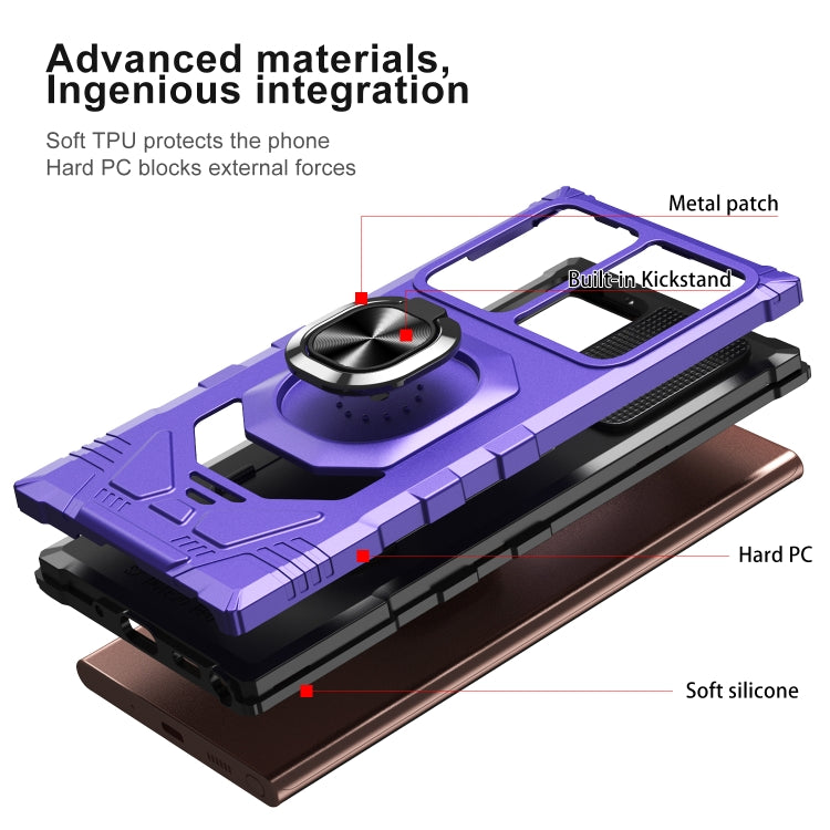For Samsung Galaxy Note20 Ultra 10 PCS Armor Magnetic PC + TPU Shockproof Case with 360 Degree Rotation Ring Holder