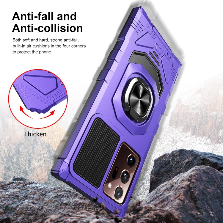 For Samsung Galaxy Note20 Ultra 10 PCS Armor Magnetic PC + TPU Shockproof Case with 360 Degree Rotation Ring Holder