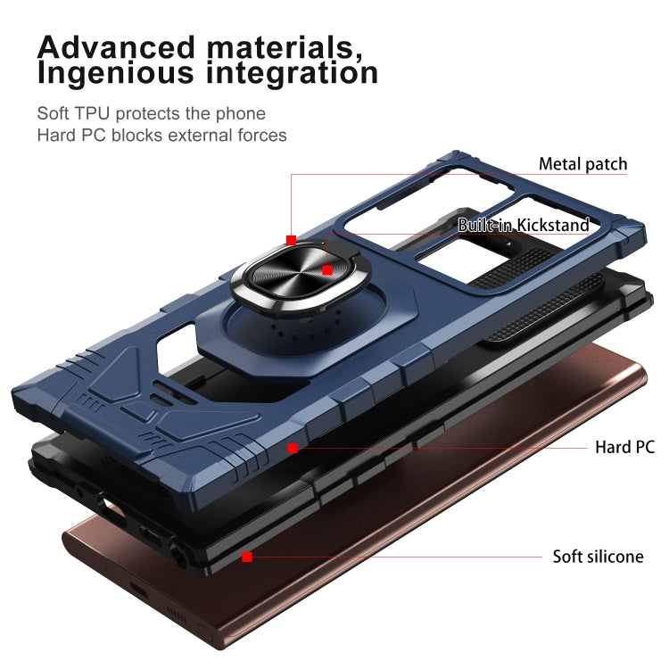 For Samsung Galaxy Note20 Ultra 10 PCS Armor Magnetic PC + TPU Shockproof Case with 360 Degree Rotation Ring Holder