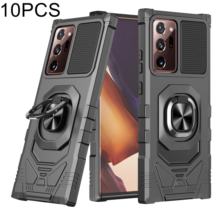 For Samsung Galaxy Note20 Ultra 10 PCS Armor Magnetic PC + TPU Shockproof Case with 360 Degree Rotation Ring Holder