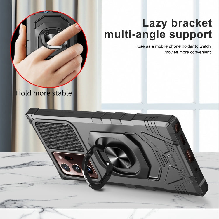 For Samsung Galaxy Note20 Ultra 10 PCS Armor Magnetic PC + TPU Shockproof Case with 360 Degree Rotation Ring Holder