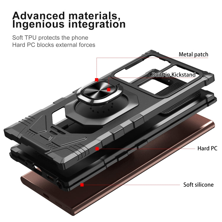 For Samsung Galaxy Note20 Ultra 10 PCS Armor Magnetic PC + TPU Shockproof Case with 360 Degree Rotation Ring Holder