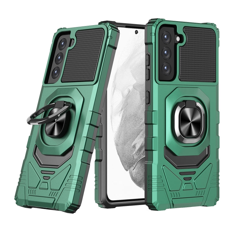 For Samsung Galaxy S21 FE 5G 10 PCS Armor Magnetic PC + TPU Shockproof Case with 360 Degree Rotation Ring Holder