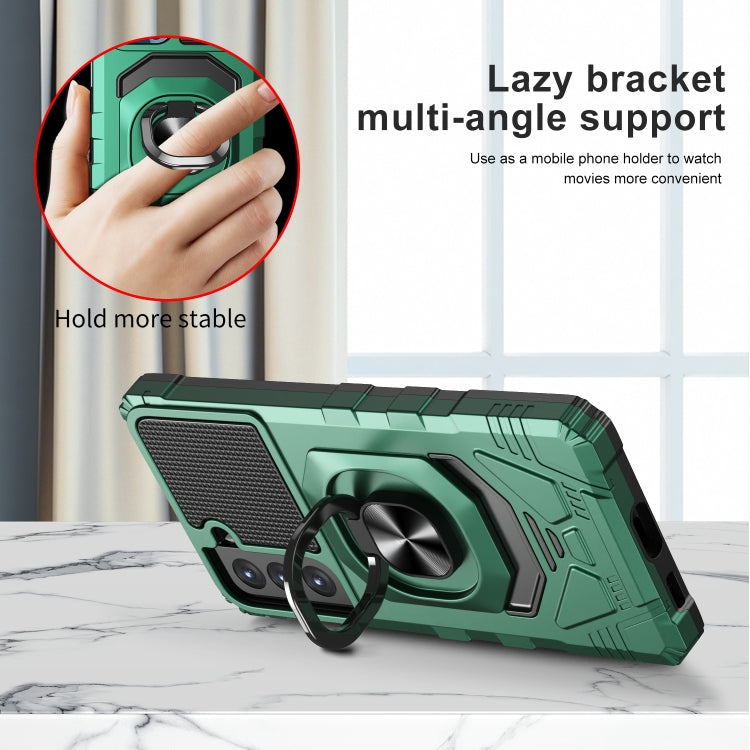 For Samsung Galaxy S21 FE 5G 10 PCS Armor Magnetic PC + TPU Shockproof Case with 360 Degree Rotation Ring Holder