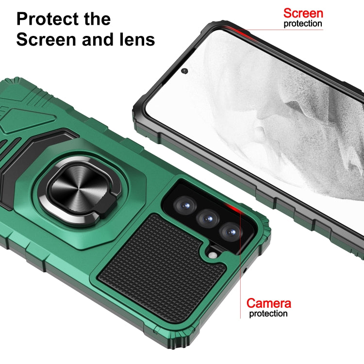 For Samsung Galaxy S21 FE 5G 10 PCS Armor Magnetic PC + TPU Shockproof Case with 360 Degree Rotation Ring Holder
