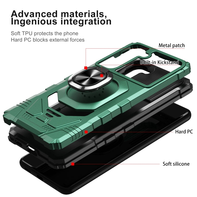 For Samsung Galaxy S21 FE 5G 10 PCS Armor Magnetic PC + TPU Shockproof Case with 360 Degree Rotation Ring Holder