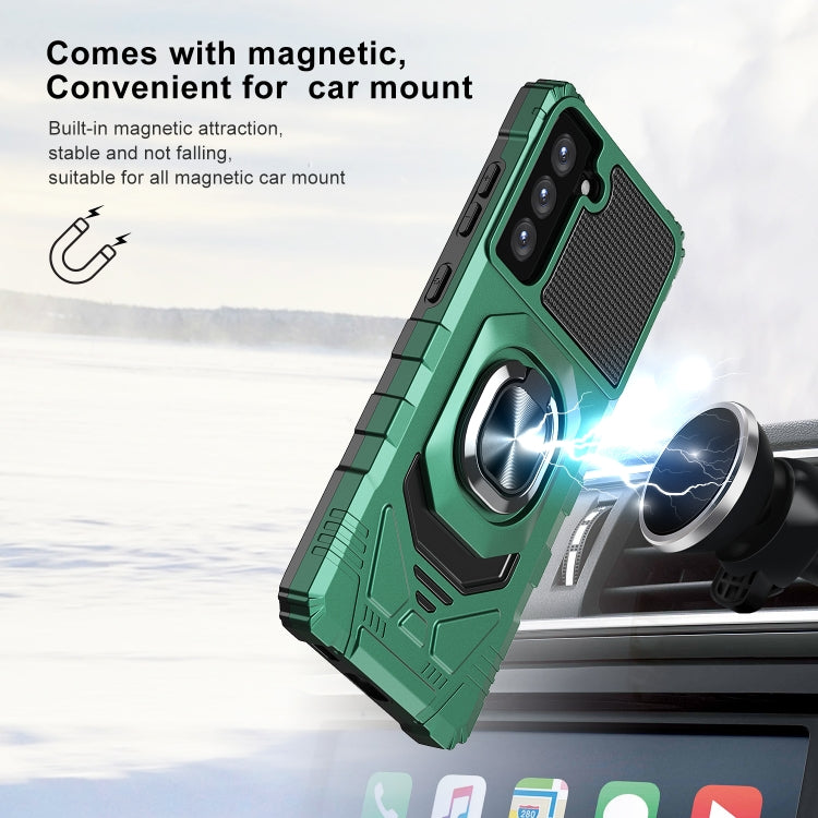 For Samsung Galaxy S21 FE 5G 10 PCS Armor Magnetic PC + TPU Shockproof Case with 360 Degree Rotation Ring Holder